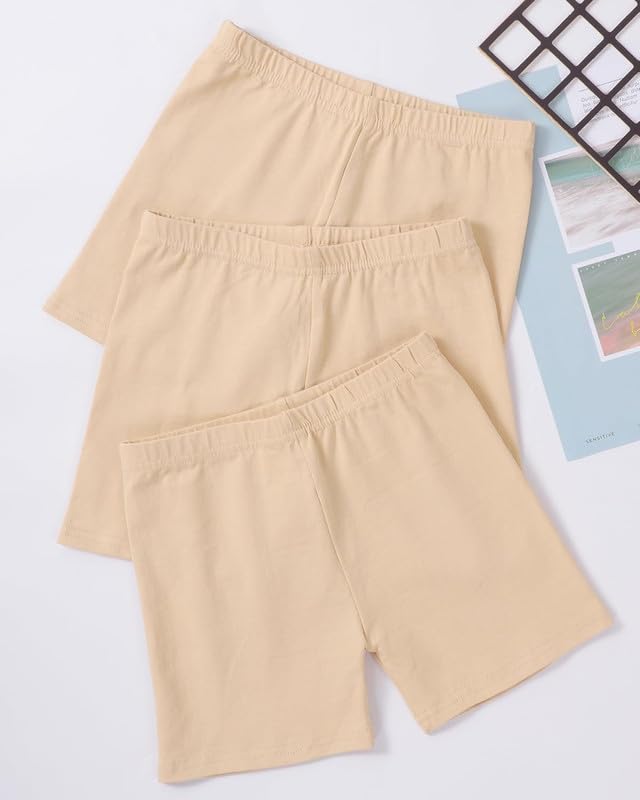 KETKAR Cotton Cycling Shorts for Girl's_Pack of 3_Beige (9-10 Years) - Image 6 thumbnail