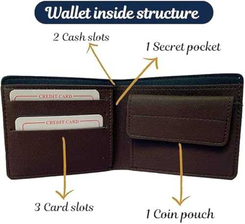 Image of Men's Personalized Leather Original Wallet with Name & Charm with Metal Keychain Combo Gift Set for Men | Customized Purse Combo | Birthday Anniversary Valentine Gift for Men (Brown)