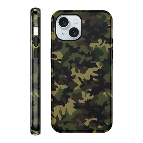 Vulfwela L[g A[~[ O[  gѓdbP[X iPhone 15 P[X 6.1 C`ARIȃN[ȖʕfUC 2-in-1 gѓdbJo[ ϏՌ \tg TPU n[h PC ی ̎q  j Funda