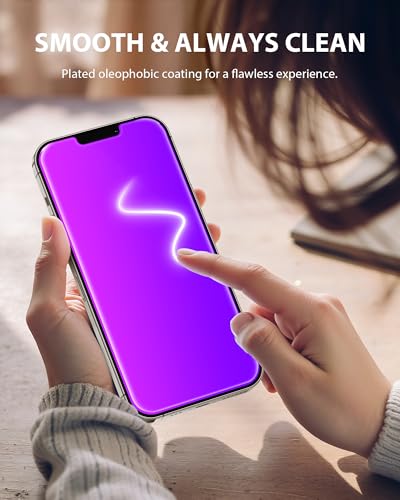 Image of PDDKISS Compatible for iPhone 13 Pro Max Privacy Screen Protector /iPhone 14 Plus Screen Protector 6.7 Inch, Purple Gradient Anti Spy Anti Blue Light HD Tempered Glass Easy Installation