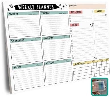 Bloc de notas de planificador semanal de alta calidad, 52 hojas semanales sin fecha, bloc de notas diarias con juego de bloc de notas adhesivas