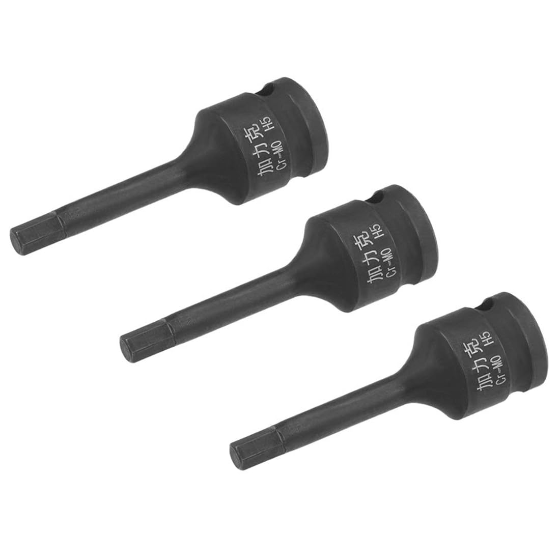 ROWORKX 3Pcs 3/8" Drive x H5 (5mm) Impact Hex Bit Socket, Allen Key Socket, Premium CR-MO Steel Bits, Hex Bit with 60mm Length for Torque Wrench, Ratchet Wrench, Impact Power Drill