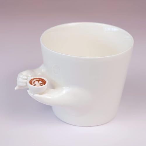 YINHEMEOW Creations | The Mug with a Tiny Coffee Cup| Ceramic Coffee & Hot Chocolate Mug, Cereal, Fruit Bowl |12OZ Cup | Best Novelty Gift Idea for Dad, Mom, Kids, Birthday, Dessert &All Coffee Lovers