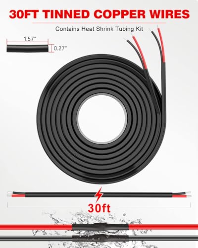 NAOEVO 14 Gauge Wire 2 Conductor Electrical Wire, 14 AWG Stranded PVC Cord, 12V Low Voltage/Tinned Copper/Flexible Cable for Automotive Wiring, Lamp Cord, Marine Cable (30FT)