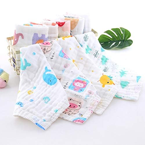Image of Baby Muslin Washcloth Cotton Baby Wipes Cum Face Towel, 5 Pack 10x10 inches - Print