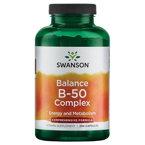 Swanson Balance B-50 High-Potency B Vitamin Complex for Busy Adults Seeking Immune Heart and Nervous System Support (250 Capsules)