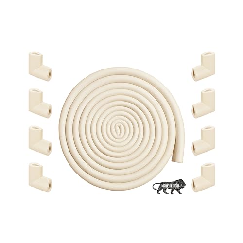 Image of Kids Station Baby Proofing Edge Protector for Kids Safety, Made in India Rubber Edge for Sharp Furniture Edges and Corners, A Baby Safety Product (Combo Packs, 5mtr + 8, U- Shape, Beige)