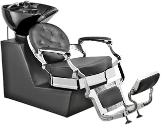 Lavacabezas estilo Retro Vintage con pica negra y reposapies integrado Modelo Ranch Silver Mudi