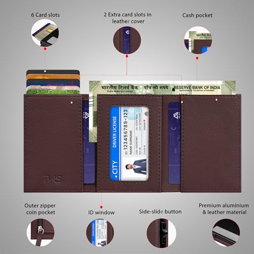 Buy The Wallet Store Urban Pop RFID Protection Wallet | Pop-up Card Holder | Scan Proof Wallets for Men | Aluminium Case | Up to 8 Cards | Credit & Debit Card Holder (Brown-F) at Amazon.in - Image 6