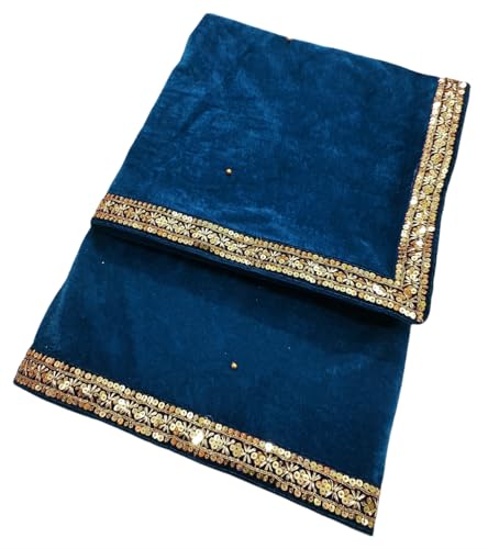 Image of Navti Creations Women's Stole Dupatta In Velvet With Cross Design Border (length -2.25m, Width-75cm)