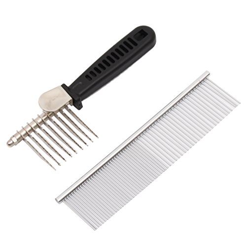 ColorPet 2Pcs Professional Metal Pet DeMatting Comb for Grooming Cats and Dogs