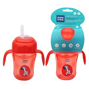 Mee Mee BPA Free, 2 in 1 Convertible Sipper Cup for Babies/Toddlers/Kids with Soft Spout & Straw/Anti-Leak/Detachable Handle (210 ml, Red)