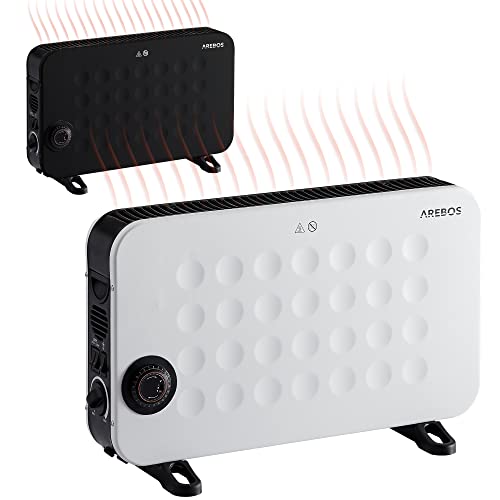 Arebos Convecteur 2000 W | chauffage électrique avec 3 niveaux de chauffage | chauffage par convecteur | radiateur électrique mobile | blanc