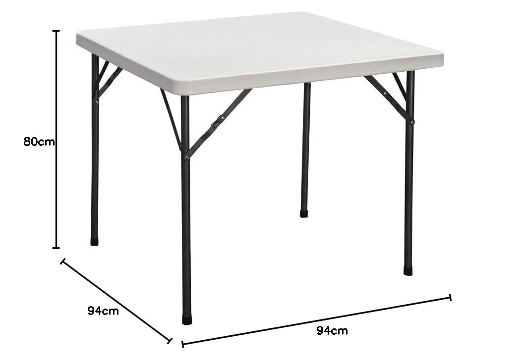 Cofan Mesa Plegable Cuadrada de Camping | Color: Blanco | Peso máximo: 120 kg | Adecuado para 6 Personas | Medidas: 88 x 88 x 74 cm