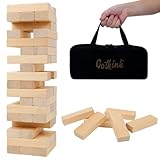 GOTHINK Tumble Tower Game for Kids and Adults, 54pcs Wooden Board Stacking Game for Family Games Night, Classical Wood Blocks Game, Standard Size with Storage Bag