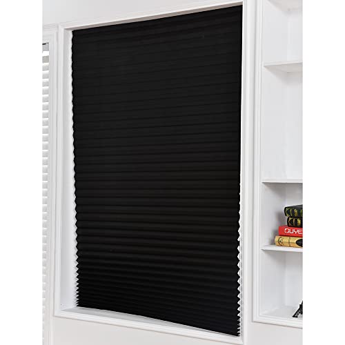 Mibee Cortinas plissadas blackout para janela cortina blackout bloco de luz preto sem fio 35