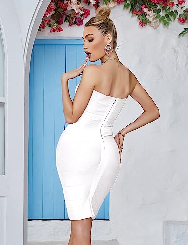 Women's Bandage Straless Dress Bodycon Rainbow Cocktail Party Dress2