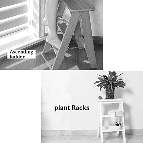 Escabeau pliable 3 marches en bois massif pour atteindre les placards hauts - 5