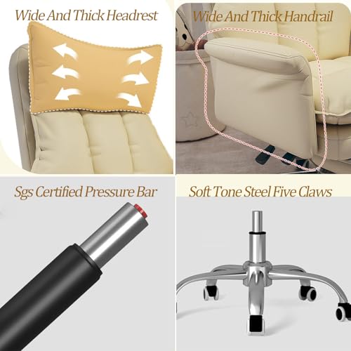 Poltrona da ufficio girevole con schienale reclinabile, morbida seduta per soggiorno, camera da letto, studio, gioco, ergonomica, confortevole