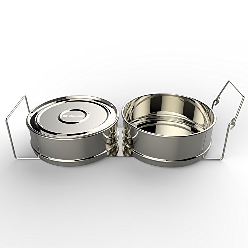 Ekovana 3Qt Mini Stackable Stainless Steel Pressure Cooker Steamer Insert Pans With Sling Handle - Compatible With Instant Pot Accessories 3 Quart - Two Interchangeable Lids #TOP3