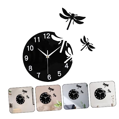 Horloge murale acrylique silencieuse avec libellule pour salon