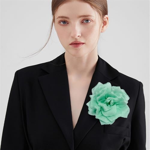 Image of Flash Camellia Flower Brooch Pin for Women Men Elegant Texture Fabric Dahlia Rose Floral Brooches Lapel Pins Dainty Wedding Holiday Party Costume Dress Accessories Jewelry
