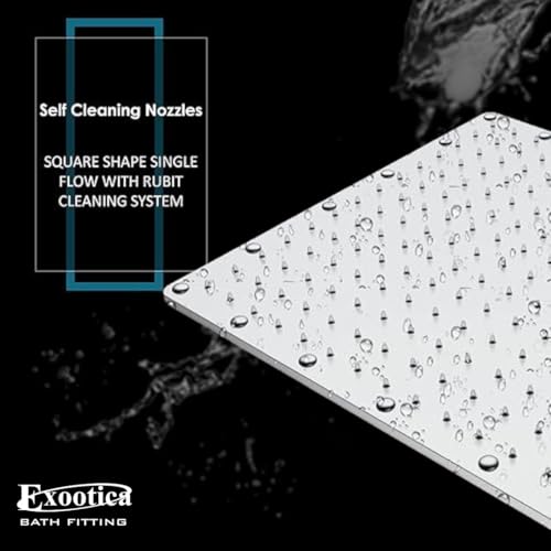 Image of Stainless Steel 304 Shower Head | 1Pc, 6 x 6In Size, Silver | Heavy Metal, Ultra Slim Square Luxury Bathroom Overhead Shower - Sandwhich