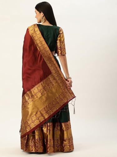 Image of ZITON ARICO MART Women's Indian Traditional Kanjivaram Silk Pure Weaving Lehenga Choli Along With Dupatta And Blouse Piece, Half Saree (Unstitched)