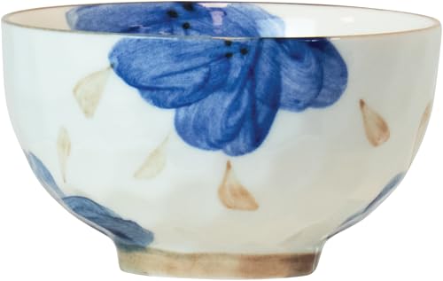 JADE TEMPLE Juego de 6 cuencos de porcelana con forma de flores, color azul.