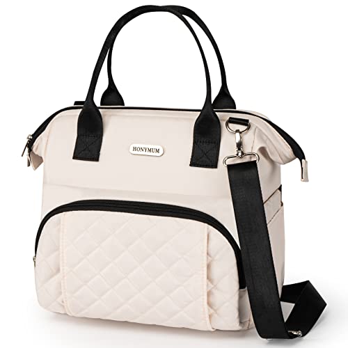 Honymum Lunch Bag Women,16L Insulated Lunch Box Tote Bag For Work,Leak Proof Lunch Cooler Bag With Bottle Holder&Adjustable Shoulder Strap,Lunchbag, Adult Lunchbox For Picnic,Beach,Beige #TOP6