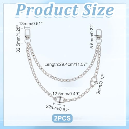 UNICRAFTALE About 2Pcs 11.46" Bag Extender Chain Handbag Charm Decorative Chain Bag Strap Extender Alloy 2-Layer Metal Chain Strap Handbag Handle Chain with Swivel Clasps for Bag Replacement - Image 3