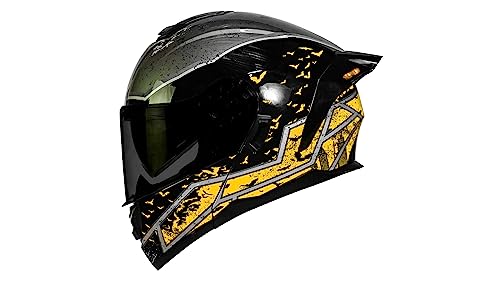 KOV Casco Batman Zero Amarillo ABATIBLE con LED DC Comics Certificado Dot (M)