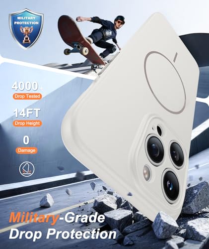 Image of FNTCASE for iPhone 14 Pro Max Case White: [Compatible with Magsafe] Solid Matte 14 Pro Max Magnetic Phone Cover with [Full Camera Protection] [Screen Protector] Military Grade Shockproof Protective