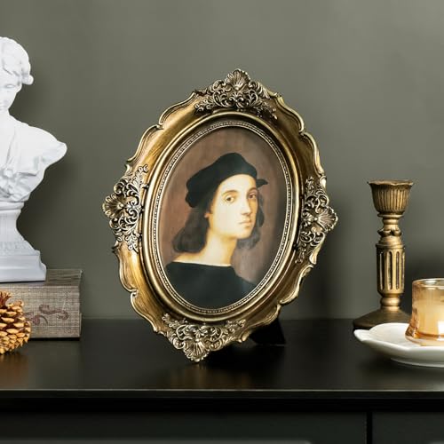 5x7 Gold Frames Vintage Picture Frame, Bronze Gold 5 by 7 Picture Frame Hand-Crafted Resin with Glass Front Ornate Retro Antique Photo Frame for Wall and Tabletop Display Home Decor