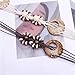 iRIIRIO 1pc Women Boho-Style Braid Waist Belt Coconut Shell Beads Decor Waist Band with Adjustable Tie Rope for Dress Jeans (Beige)