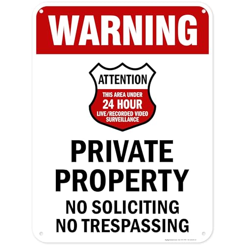 Warning Attention This Area Under 24 Hour LiveNo Soliciting No Trespassing Sign, 18x24 Inches, 55 mil thick HDPS (high density polystyrene), Made in USA by My Sign Center