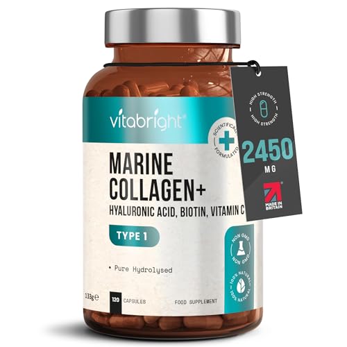 VitaBright Marine Collagen Capsules with Hyaluronic Acid & Vitamin C, 2450mg