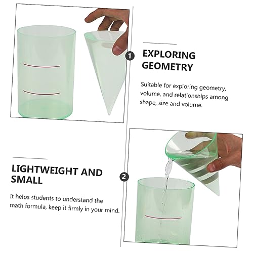 TOGEVAL 2pcs Transparent Geometric Cylinder Cone Model Educational Teaching Equipment for Math Demonstration Volume Ratio Visualization Classroom Geometry Exploration