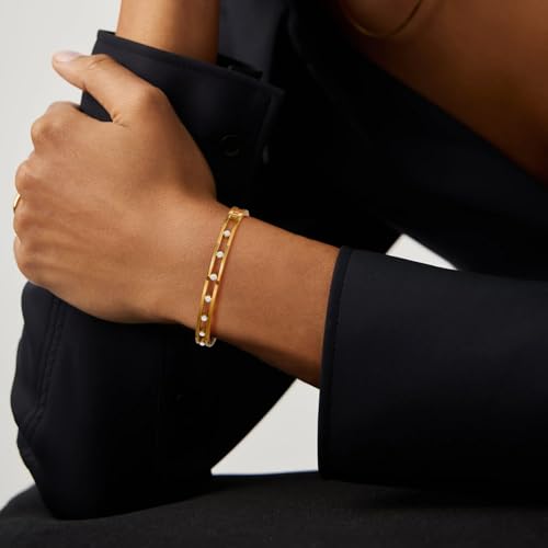 Gold Bangle Bracelets for Women, 18K Gold/Silver Plated Bangles for Women Gold Bracelets for Women Cuff Bracelet Tarnish Free Jewelry for Women Accessories for Her Gifts4