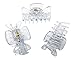 Parcelona French Classic Crystal Clear Very Small 1 1/2 Inch Hair Claws with Covered Spring for Fine Hair - 3 Pieces