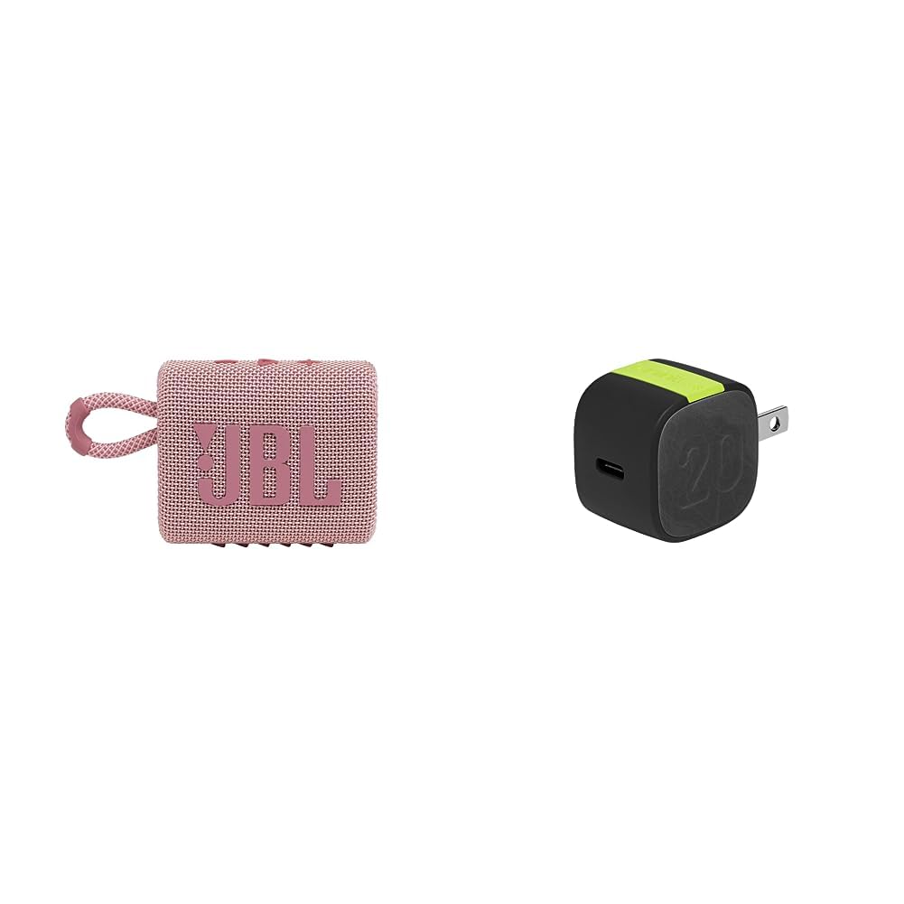 JBL Go 3 Portable Speaker with Bluetooth Built-in Battery Waterproof and Dustproof Feature - Pink and InfinityLab InstantCharger