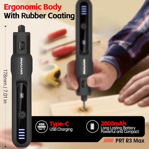 Rotary Tool - 3.7V Cordless Rotary Tool Kit LED Ring Work Light, 2.0Ah Li-ion Battery 5 Speed 70 Accessories Power Rotary Tools 20000RPM,Mini Rotary Tool Cordless for Light DIY Projects/Precision Work
