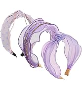 REFRASE LIFE Pink Mesh Headbands 3 Pc Different Styles for Women and Girls Hair Accessories Cross...