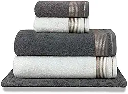 Jogo de Toalhas 5 peças 2 Banho 2 Rosto e 1 Piso 100% Algodão - KNS-Shopp (KIT 1)