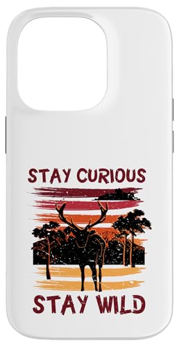 Curious Stay Wild Deer Sunset Nature Lover Outdoor Vintage �X�}�z�P�[�X iPhone 14 Pro �p