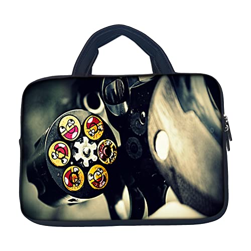 Image of TheSkinMantra Chain Laptop Sleeve Bag Compatible with Laptop /Macbooks /Chrombook /Notebook /Zbook (13.3 Inch [Handle], Gun Smileys)