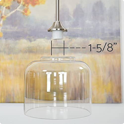 Image of Kira Home Luxe 9 inch Pendant Light Glass Shade Replacement w /Clear Jar Shape, Chandelier Glass Upgrade 8 inch x 8.75 inch, Fits Threaded Medium Base Sockets