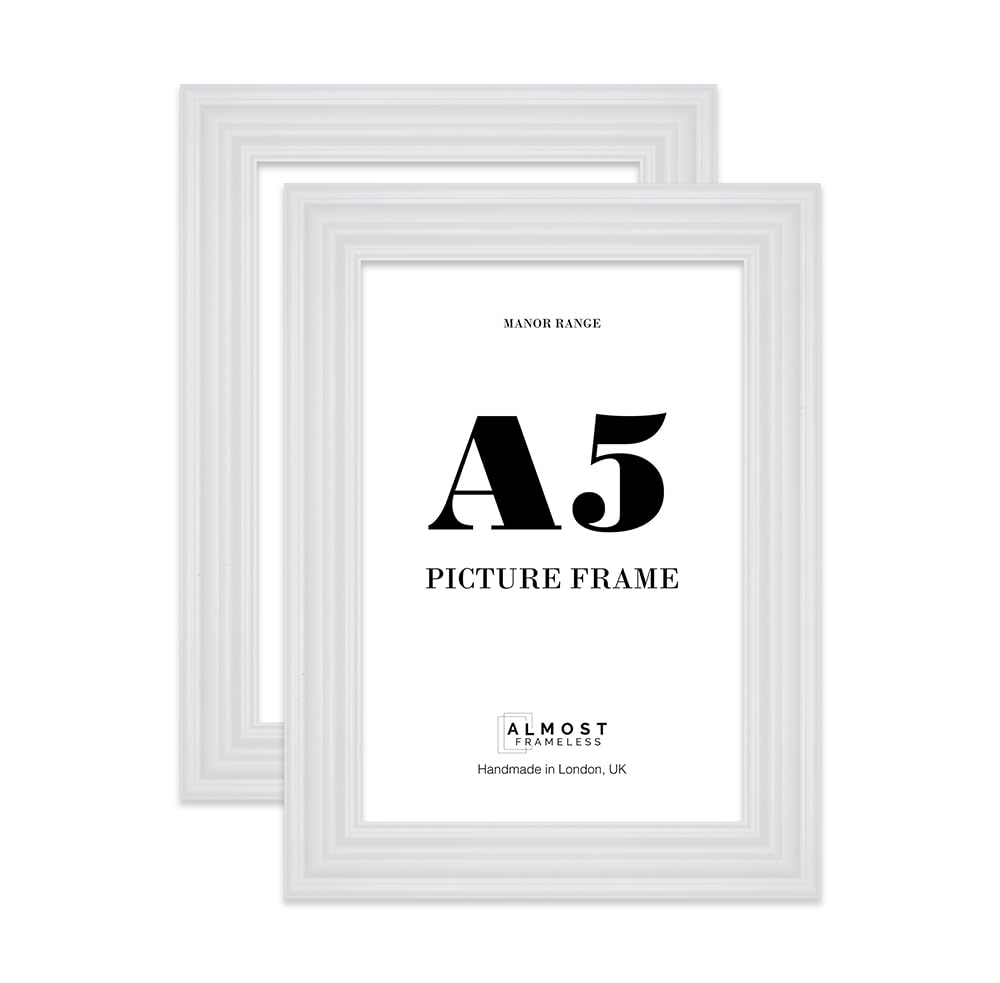 A5 Picture Frame, Display A5 Pictures (14.7 x 21.1cm) - Ice White Vintage 42mm Edge Antique-Inspired Home Accessories - 2 Pack — image 1