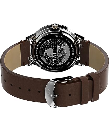 Image of Timex Waterbury 39mm Men's Analog Watch | Durable Stainless Steel Case | Day and Date Window | Durable Design | 100M Water Resistance