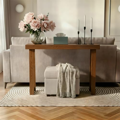 Image of Plank+Beam Solid Wood Console Table, 36 inch, Sofa Table, Narrow Entryway Table for Hallway, Behind the Couch, Living Room, Foyer, Easy Assembly, Pecan